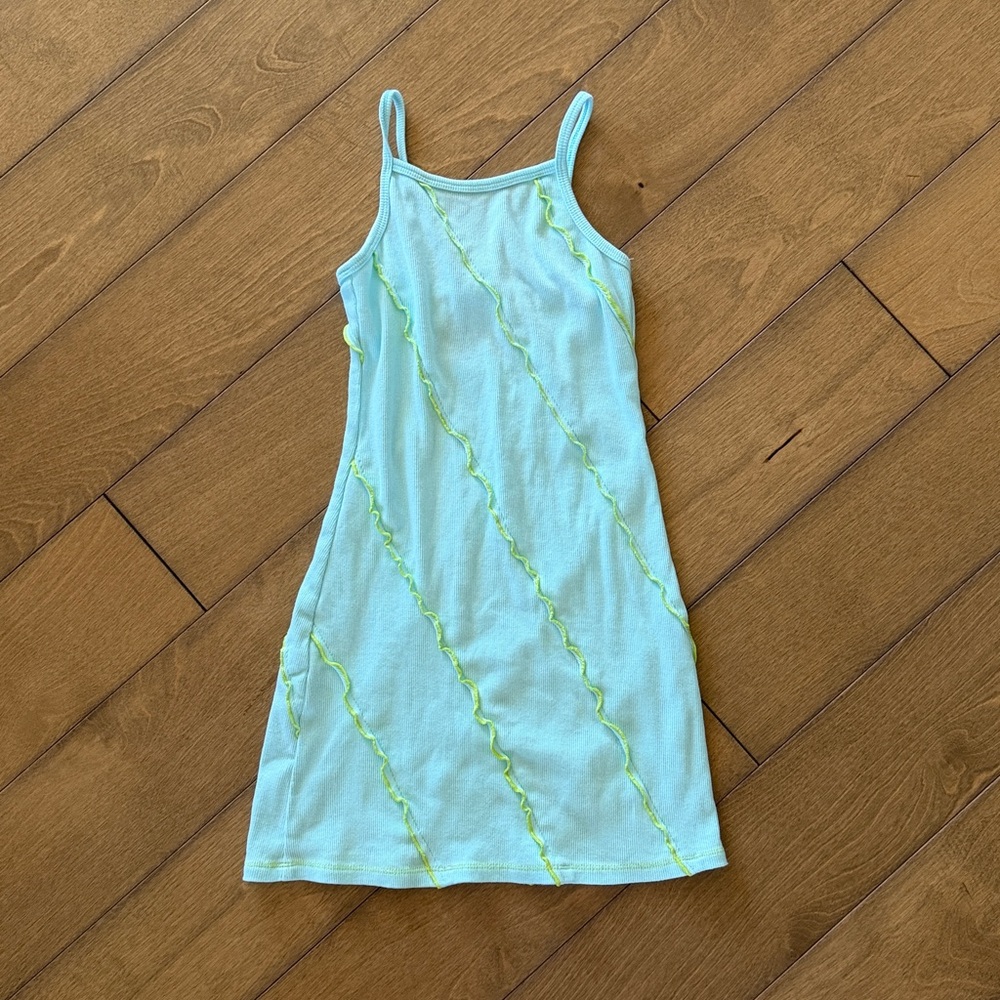 Kids Casual Dress in Light Blue and Green